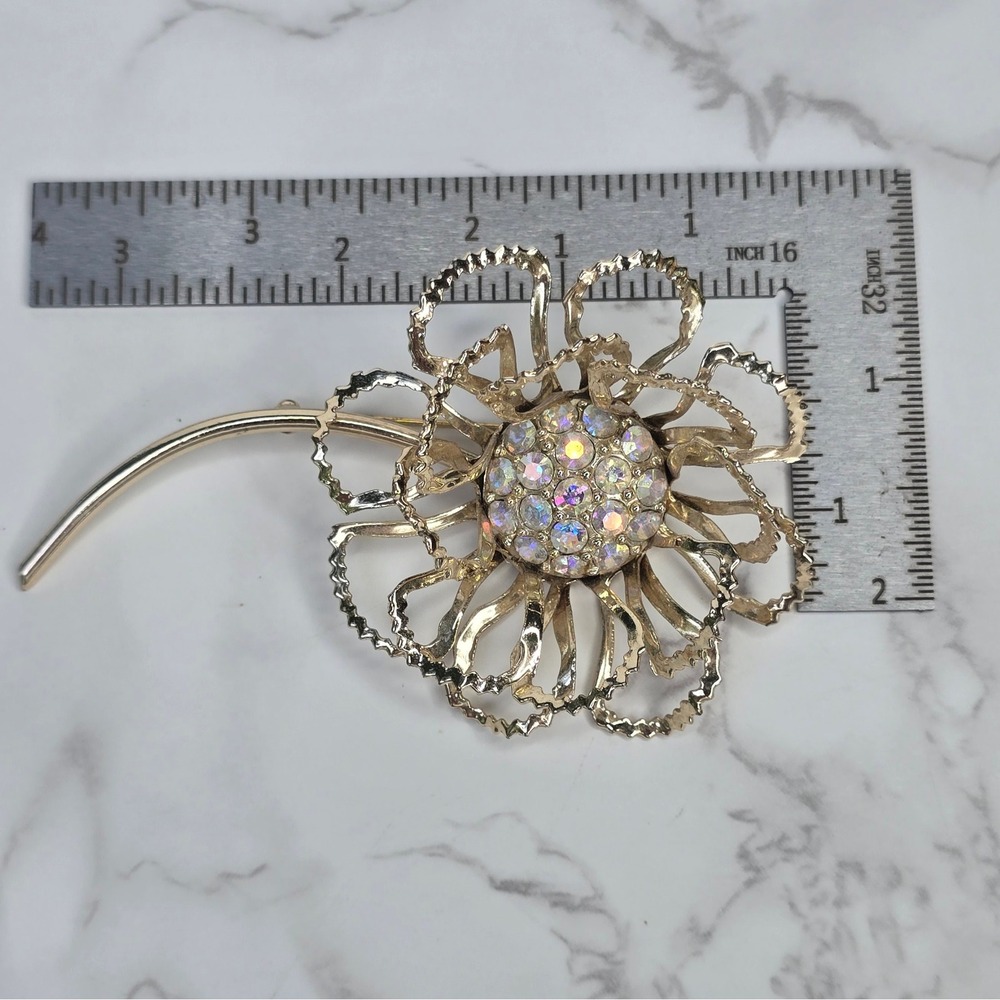 Vintage Signed Brooch Lot 4pc Capri Mamselle CS Sarah Coventry Floral Rhinestone - Picture 14 of 14